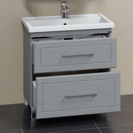 Тумба с раковиной САНТА Венера 80 напольная, дуб серый