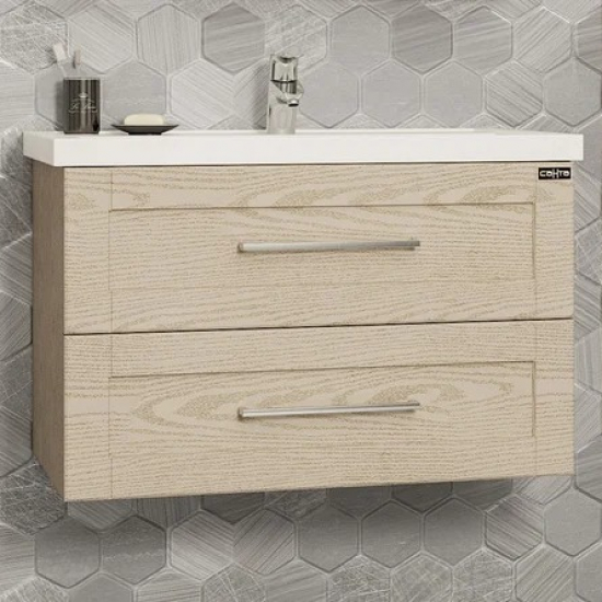 Тумба с раковиной САНТА Венера 80 подвесная, дуб бежевый