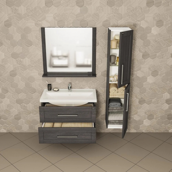 Тумба с раковиной САНТА Венера 80 подвесная, дуб шале графит