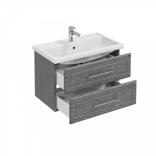 Тумба с раковиной САНТА Венера 80 подвесная, дуб шале графит