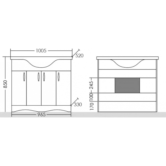 Тумба с раковиной САНТА Верона 100 напольная