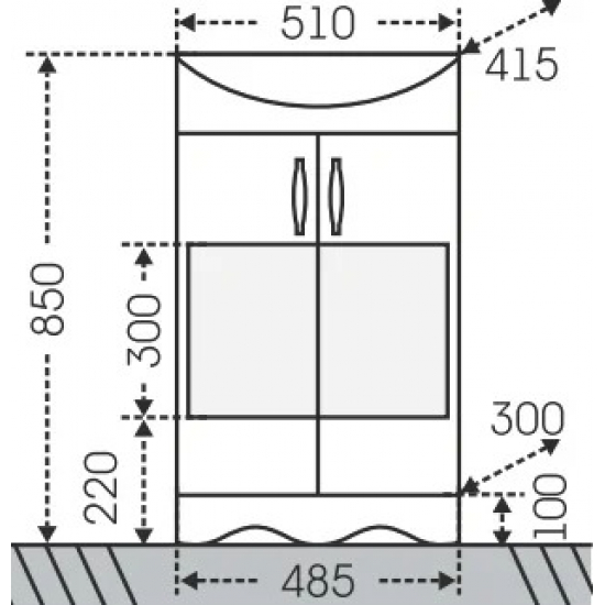 Тумба с раковиной САНТА Верона 50 напольная, 2 двери