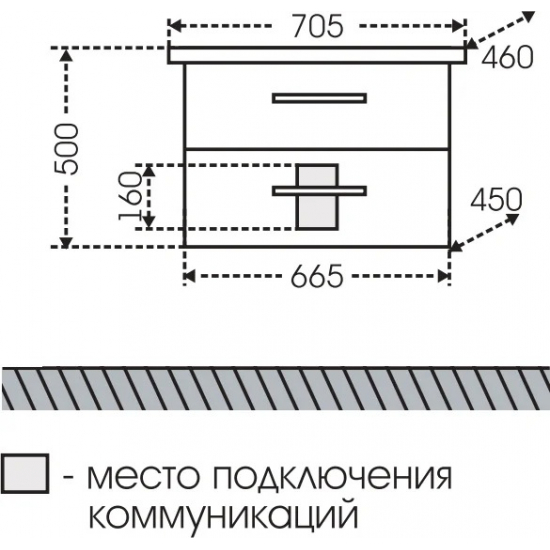 Тумба с раковиной САНТА Виктория 70 подвесная