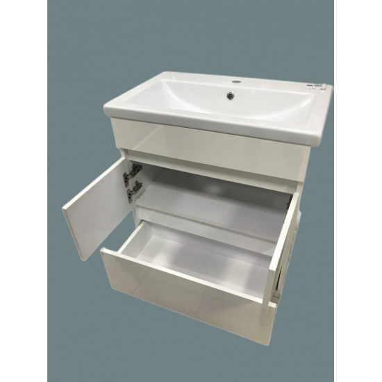 Тумба с раковиной SANTREK HOME Лайн-70 напольная, 2 двери 1 ящик,  раковина Como 70