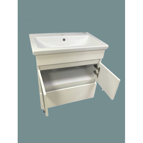 Тумба с раковиной SANTREK HOME Лайн-70 напольная, 2 двери 1 ящик,  раковина Como 70