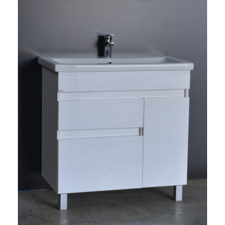 Тумба с раковиной SANTREK HOME Лайн-80 напольная, 2 ящика 1 деверца,  раковина Como 80