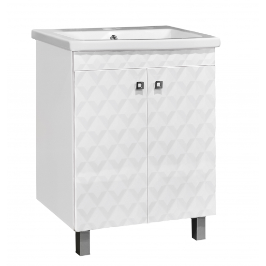 Тумба с раковиной SANTREK HOME Рим 60 напольная, 2 двери, раковина Como 60