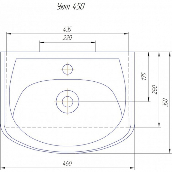 Тумба с раковиной SANTREK HOME Сити NEW 45 напольная, раковина Уют 45