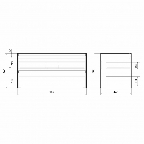 Тумба с раковиной SOLE Grand 100 подвесная, белая глянцева
