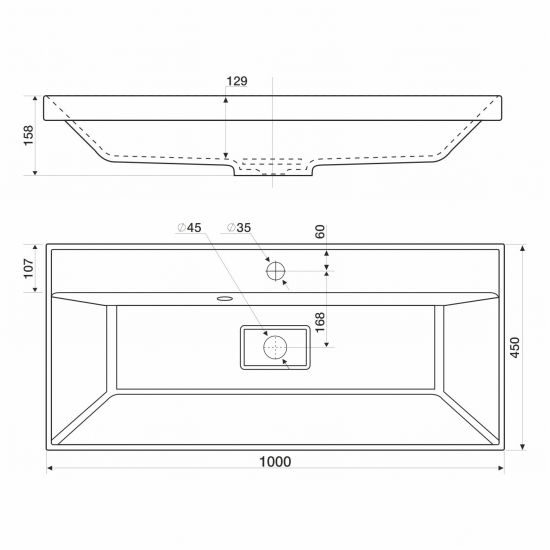 Тумба с раковиной SOLE Grand 100 подвесная, белая глянцева