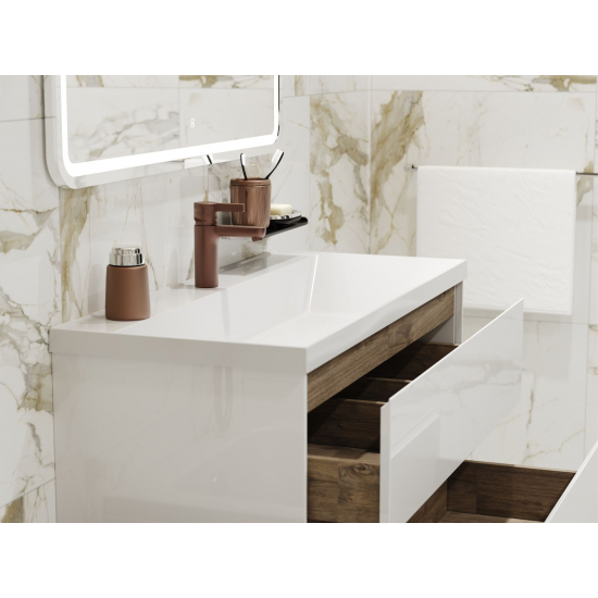 Тумба с раковиной SOLE Grand 60 подвесная, белая глянцева