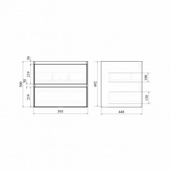 Тумба с раковиной SOLE Grand 60 подвесная, белая глянцева