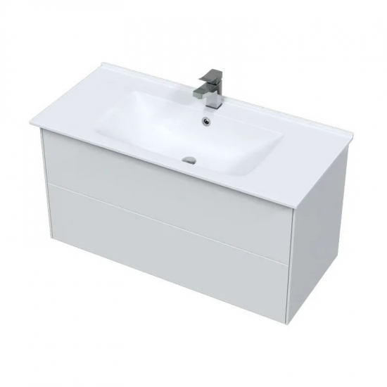 Тумба с раковиной SOLE Ultra 100 подвесная, белая глянцевая