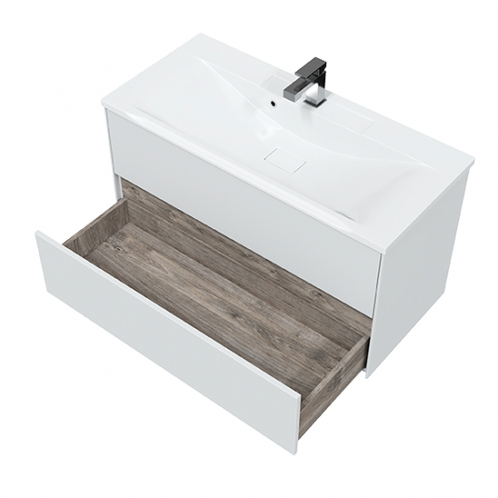 Тумба с раковиной SOLE Ultra 100 подвесная, белая глянцевая