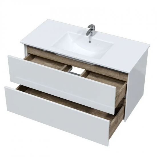 Тумба с раковиной SOLE Ultra 100 подвесная, белая глянцевая