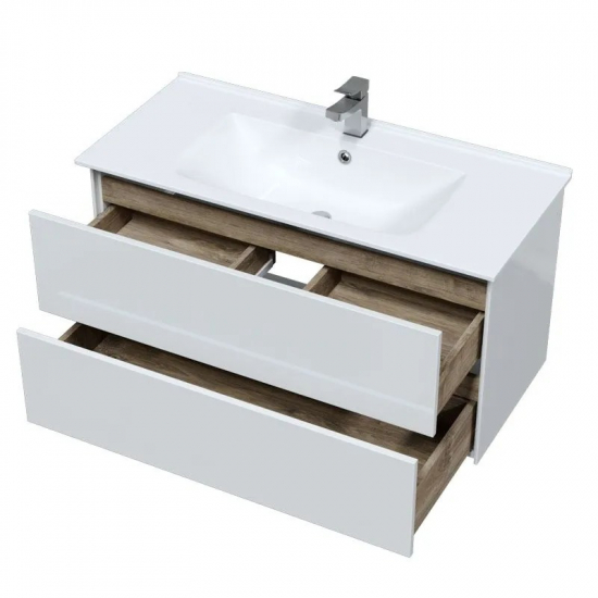 Тумба с раковиной SOLE Ultra 100 подвесная, белая глянцевая