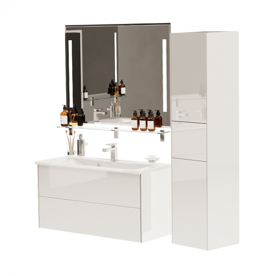 Тумба с раковиной SOLE Ultra 100 подвесная, белая глянцевая