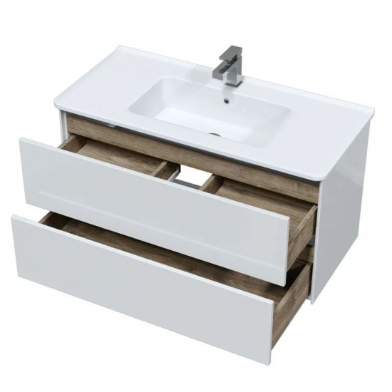 Тумба с раковиной SOLE Ultra 100 подвесная, белая матовая