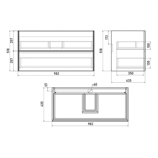 Тумба с раковиной SOLE Ultra 100 подвесная, белая матовая