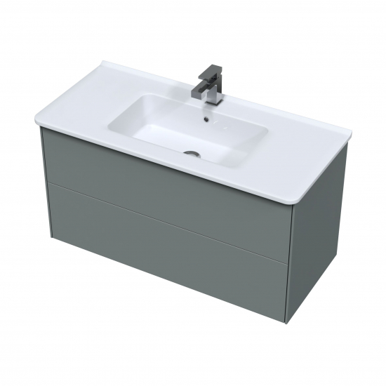 Тумба с раковиной SOLE Ultra 100 подвесная, серая матовая
