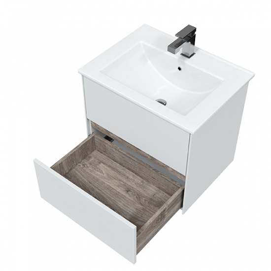 Тумба с раковиной SOLE Ultra 60 подвесная, белая глянцевая, раковина Next 60