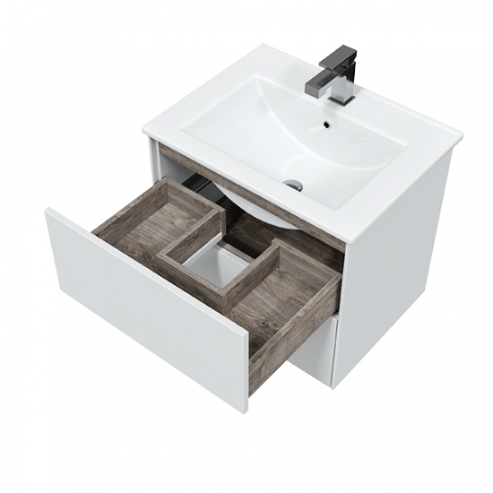 Тумба с раковиной SOLE Ultra 60 подвесная, белая глянцевая, раковина Next 60