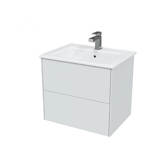 Тумба с раковиной SOLE Ultra 60 подвесная, белая матовая, раковина Next 60