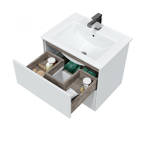 Тумба с раковиной SOLE Ultra 60 подвесная, белая матовая, раковина Next 60