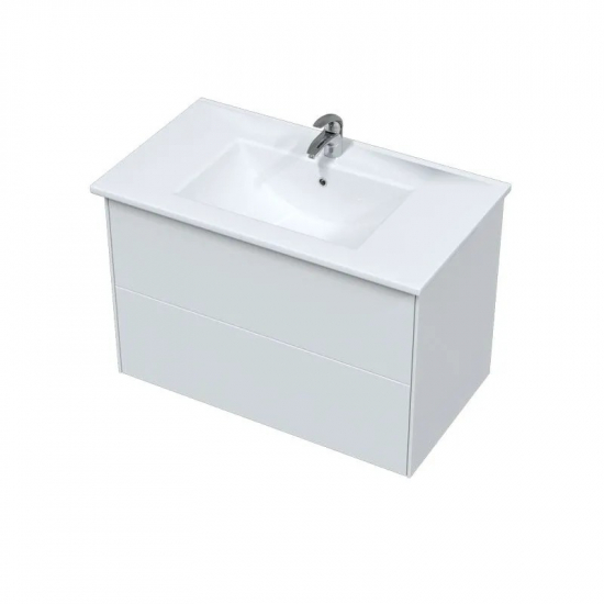 Тумба с раковиной SOLE Ultra 80 подвесная, белая глянцевая, раковина More 80