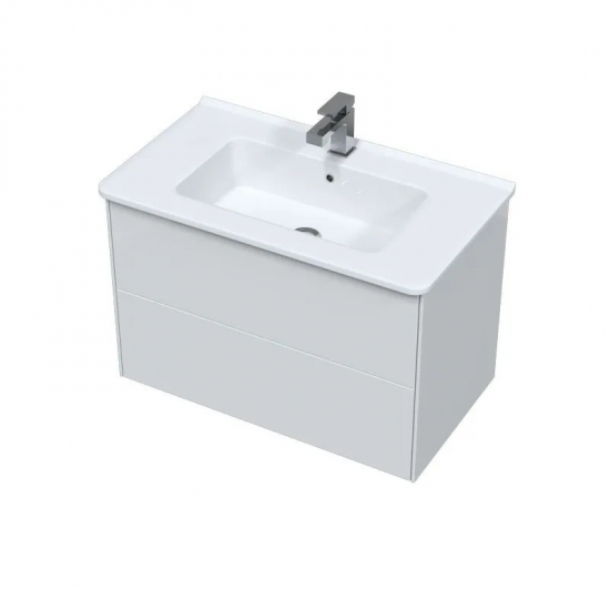 Тумба с раковиной SOLE Ultra 80 подвесная, белая глянцевая, раковина More 80