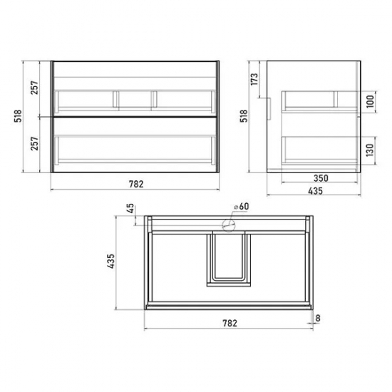 Тумба с раковиной SOLE Ultra 80 подвесная, белая матовая