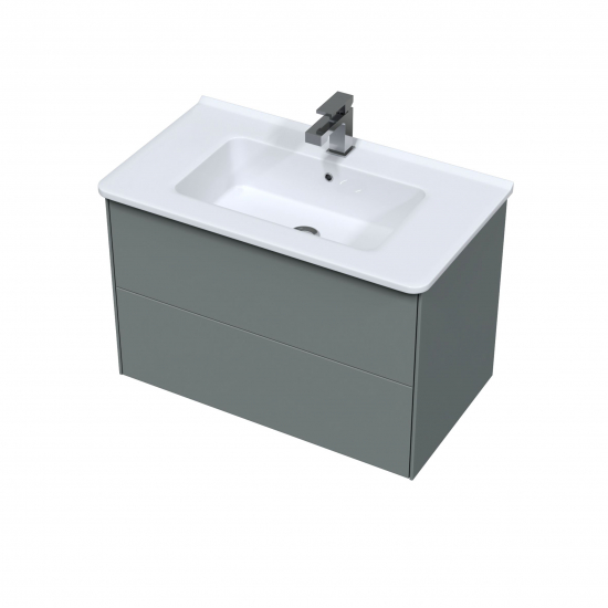 Тумба с раковиной SOLE Ultra 80 подвесная, серая матовая, раковина More 80