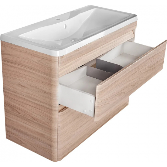 Тумба с раковиной STYLE LINE Атлантика 100 Люкс Plus, подвесная, ясень перламутр