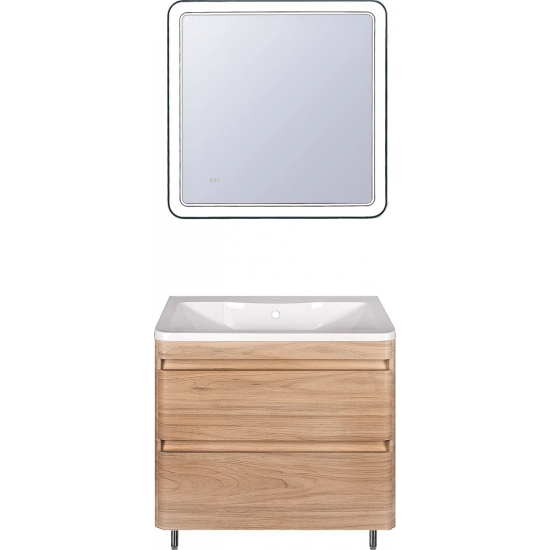 Тумба с раковиной STYLE LINE Атлантика 80 Люкс Plus, напольная, ясень перламутр