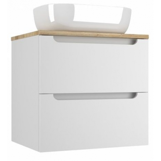 Тумба с раковиной STYLE LINE Бали 60 белый софт со столешницей, раковина MODUO 50 Square