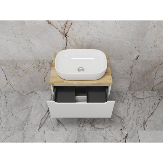 Тумба с раковиной STYLE LINE Бали 60 белый софт со столешницей, раковина MODUO 50 Square