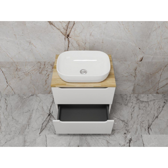 Тумба с раковиной STYLE LINE Бали 60 белый софт со столешницей, раковина MODUO 50 Square