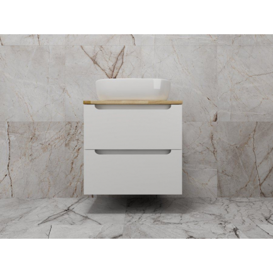 Тумба с раковиной STYLE LINE Бали 60 белый софт со столешницей, раковина MODUO 50 Square