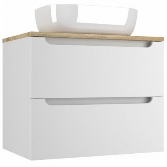 Тумба с раковиной STYLE LINE Бали 70 белый софт со столешницей, раковина MODUO 50 Square