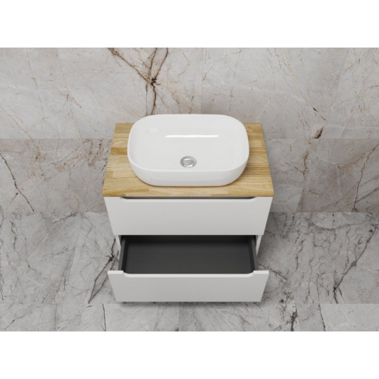 Тумба с раковиной STYLE LINE Бали 70 белый софт со столешницей, раковина MODUO 50 Square