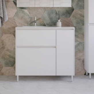 Тумба с раковиной STYLE LINE Барселона 90 Люкс Plus L, с бельевой корзиной