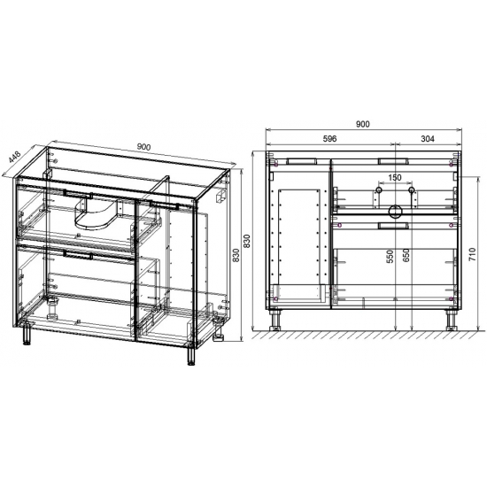 Тумба с раковиной STYLE LINE Барселона 90 Люкс Plus L, с бельевой корзиной