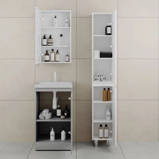 Тумба с раковиной STYLE LINE Батлер 50 Люкс серый, раковина Asti 50 серый шёлк