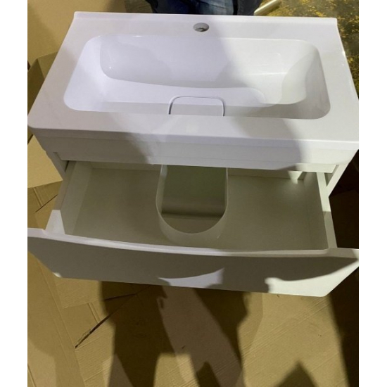 Тумба с раковиной STYLE LINE Бергамо Мини 70 Люкс Plus напольная, антискрейтч белая