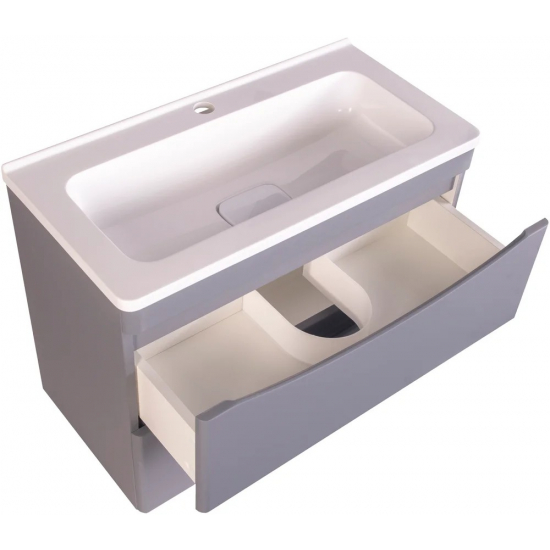 Тумба с раковиной STYLE LINE Бергамо Мини 70 Люкс Plus подвесная, антискрейтч серая