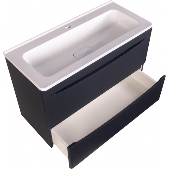 Тумба с раковиной STYLE LINE Бергамо Мини 80 Люкс Plus подвесная, антискрейтч черная