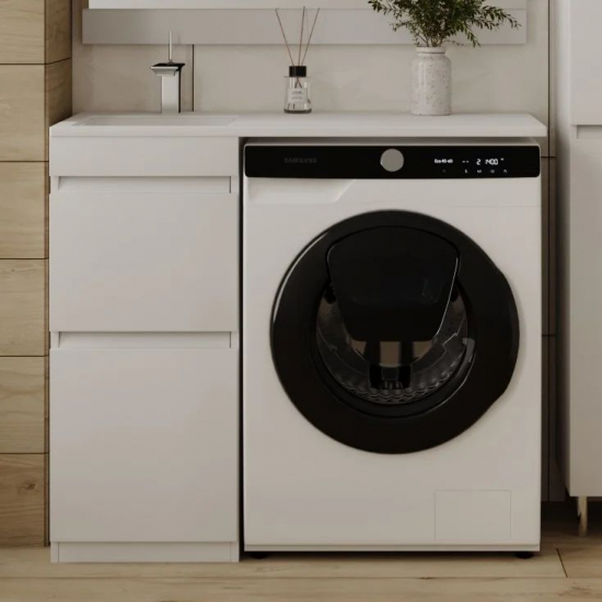 Тумба с раковиной STYLE LINE Даллас 100 Люкс Plus L напольная, белая, 2 ящика