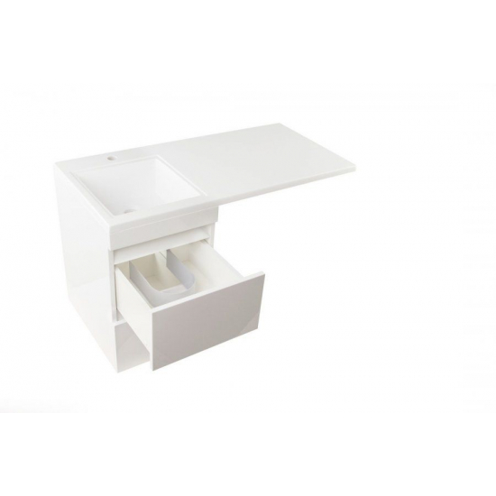 Тумба с раковиной STYLE LINE Даллас 100 Люкс Plus L подвесная, белая, 2 ящика