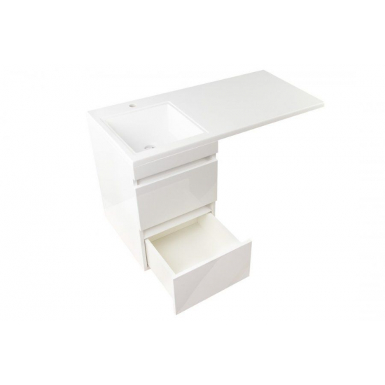 Тумба с раковиной STYLE LINE Даллас 100 Люкс Plus L подвесная, белая, 2 ящика