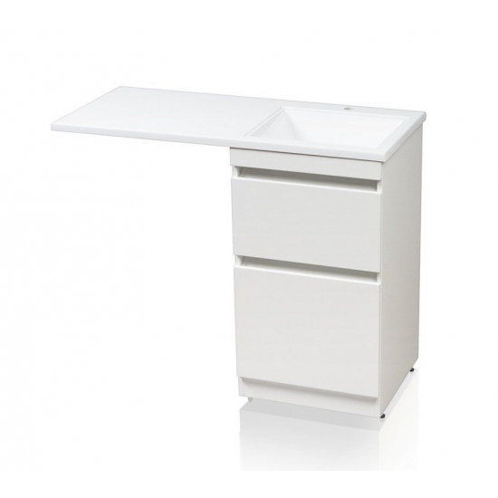 Тумба с раковиной STYLE LINE Даллас 100 Люкс Plus R напольная, белая, 2 ящика